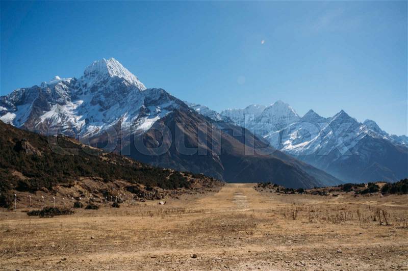 Amazing snowy mountains landscape, Nepal, Sagarmatha, November 2014, stock photo