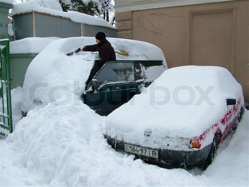 Winter problem with the machine, stock photo