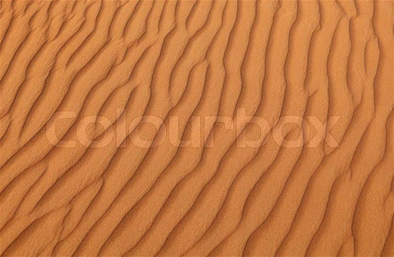 Pattern on a sand dune in a desert near Dubai, United Arab Emirates, stock photo