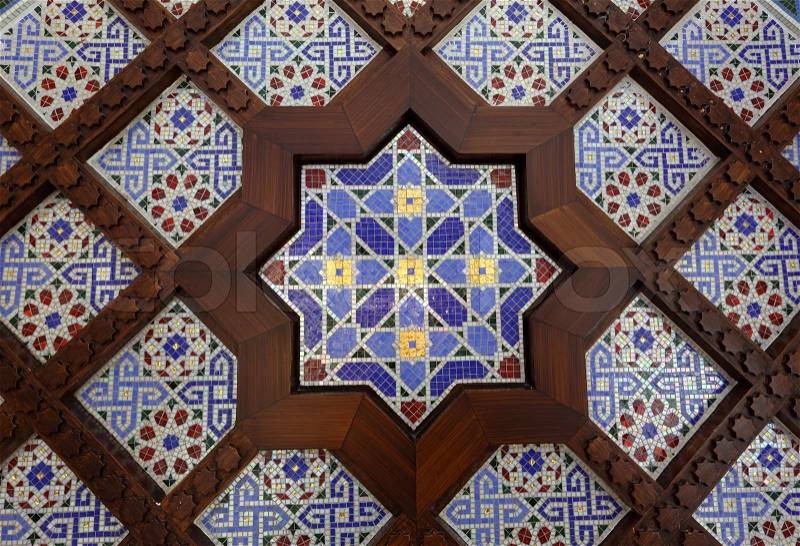 Oriental mosaic decoration in Dubai, United Arab Emriates, stock photo