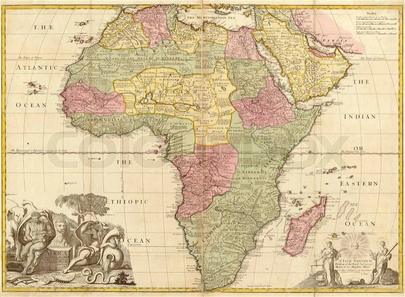 Ancient map of Africa, stock photo