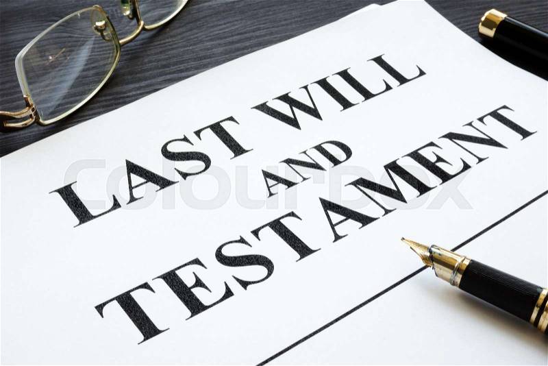 Last will and testament on an office desk, stock photo