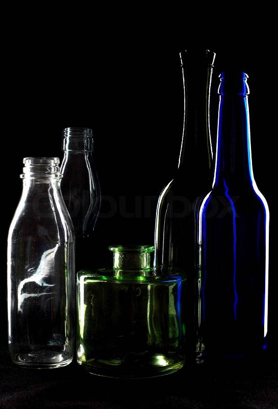 An image of silhouettes of bottles of wine, stock photo