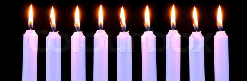 Burning Candles on Black Background, stock photo