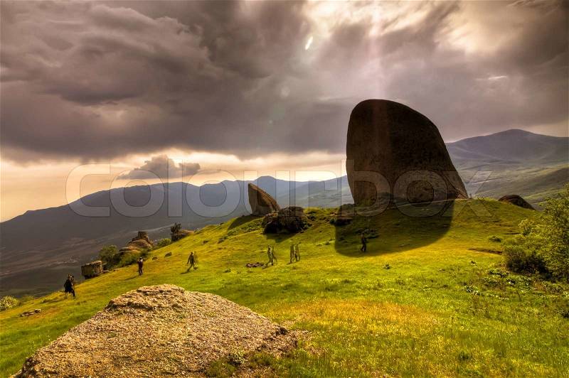 Mystic Valley ghosts in the Crimean mountains, stock photo