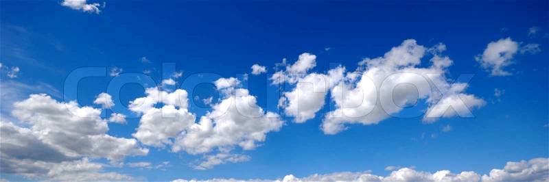 White cumulus clouds and blue sky, stock photo