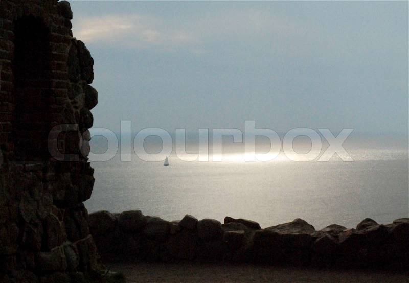 Silver Sea View from Hammers Hus on Bornholm, stock photo