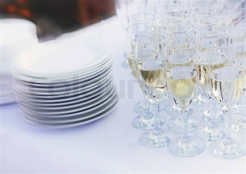 Clear glasses on the table, stock photo
