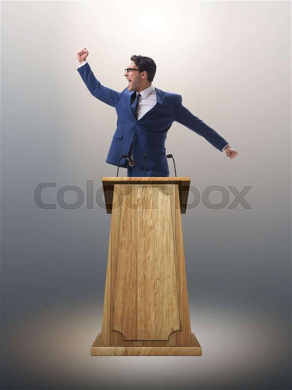 Businessman making a speech in business concept, stock photo