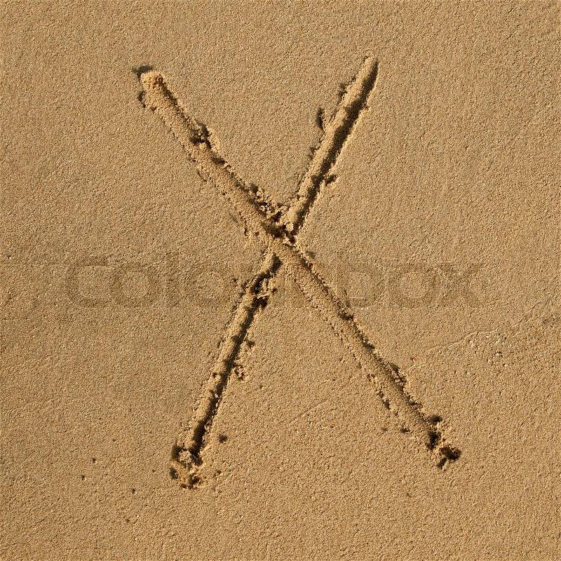 English alphabet in the sand, stock photo