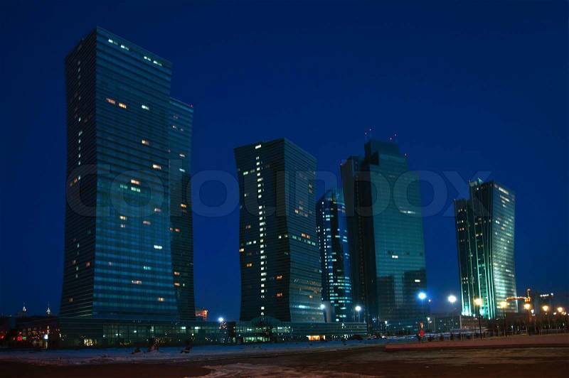 Night city of Astana - the capital of Kazakhstan, stock photo
