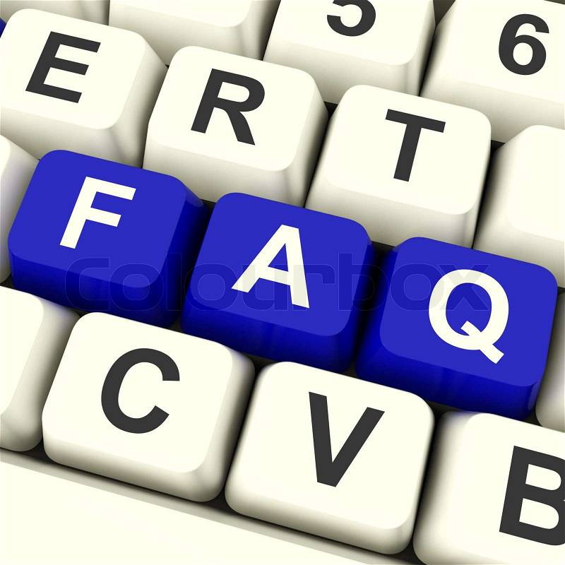 FAQ Computer Keys In Blue Showing Information, stock photo