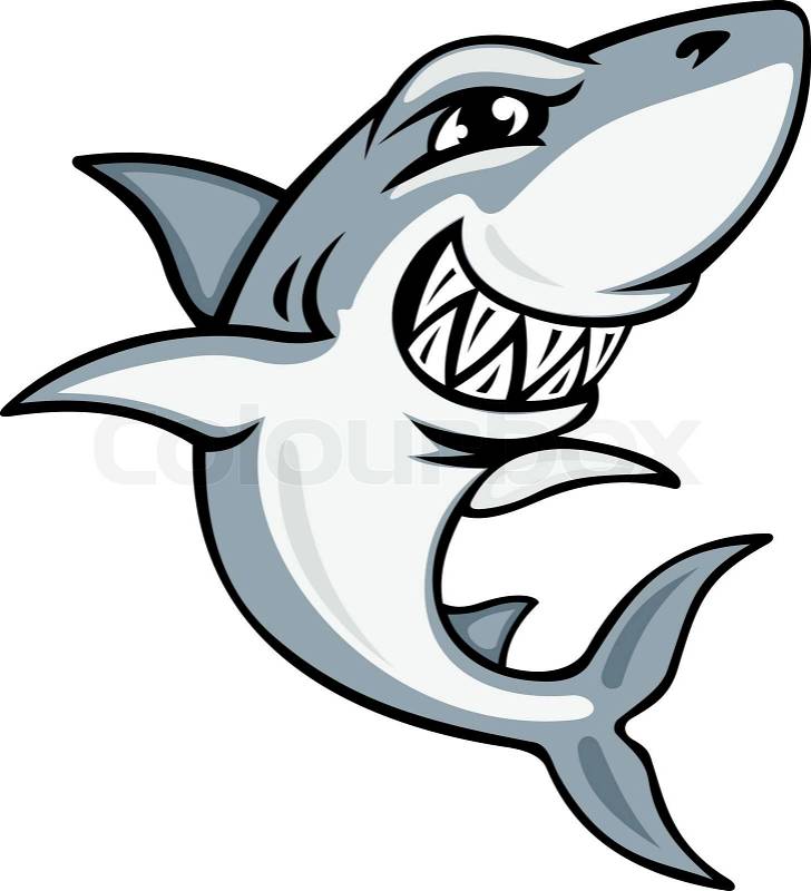 Stock vector of 'Cartoon smiling shark for mascot and emblem design'