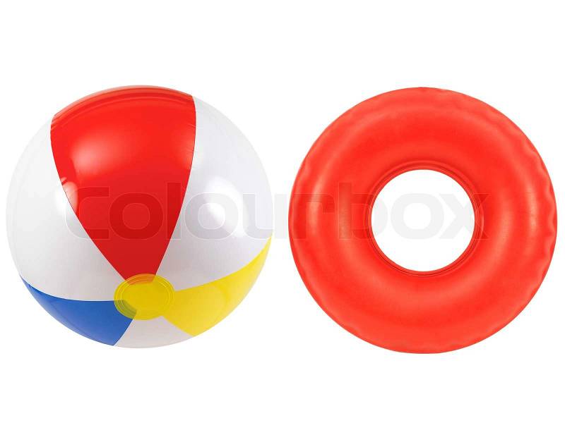 A beach ball and rubber tube together, stock photo