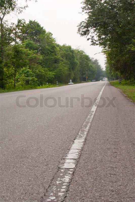 White edge line road, stock photo
