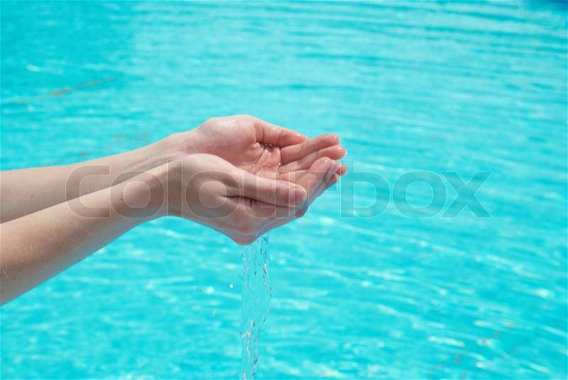 Human hands with water, stock photo