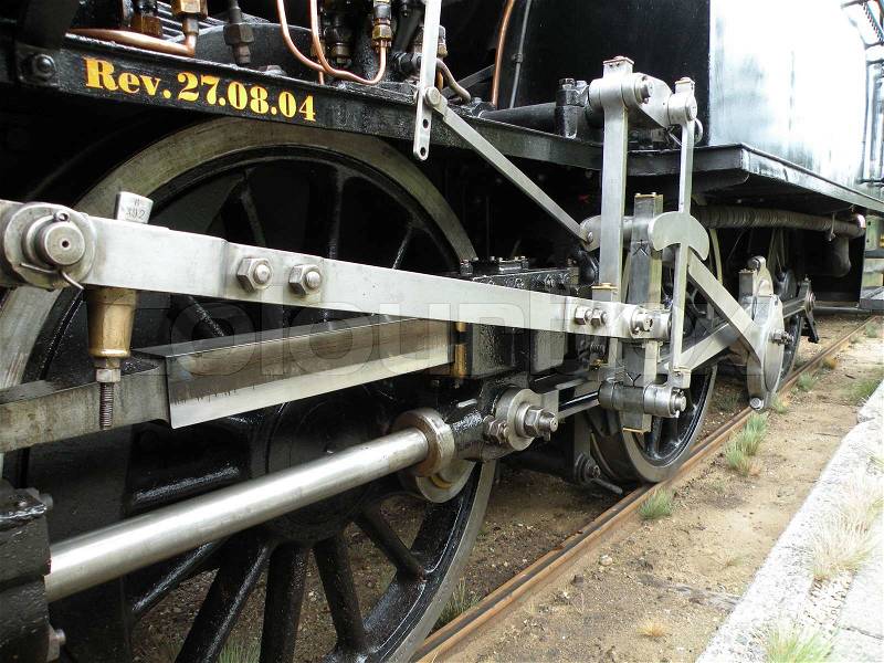 Veteran train, old, steam engine, close up, stock photo