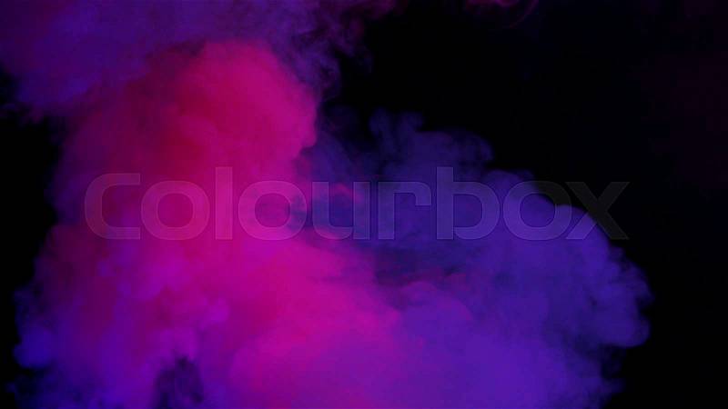 Violet and pink bomb smoke on black background, stock photo