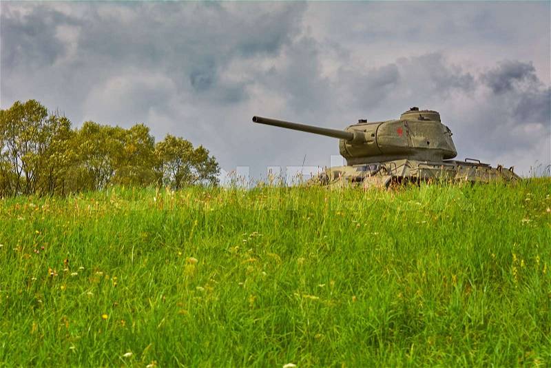 Tank of World War 2 on the Battle Field, stock photo