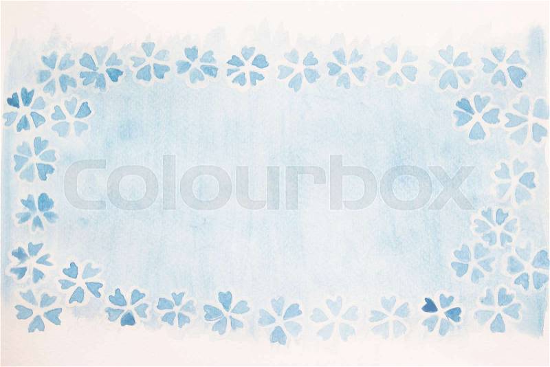 Abstract blue flower watercolor on white background.The color splashing on paper, stock photo
