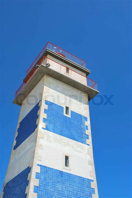 Lighthouse architecture in Cascais, Portugal, stock photo