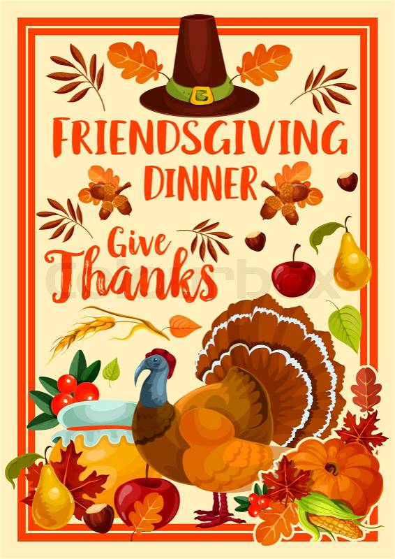 Thanksgiving holiday Friendsgiving potluck turkey, vector