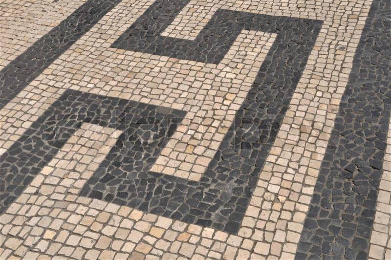 Portuguese sidewalk pavement, stock photo