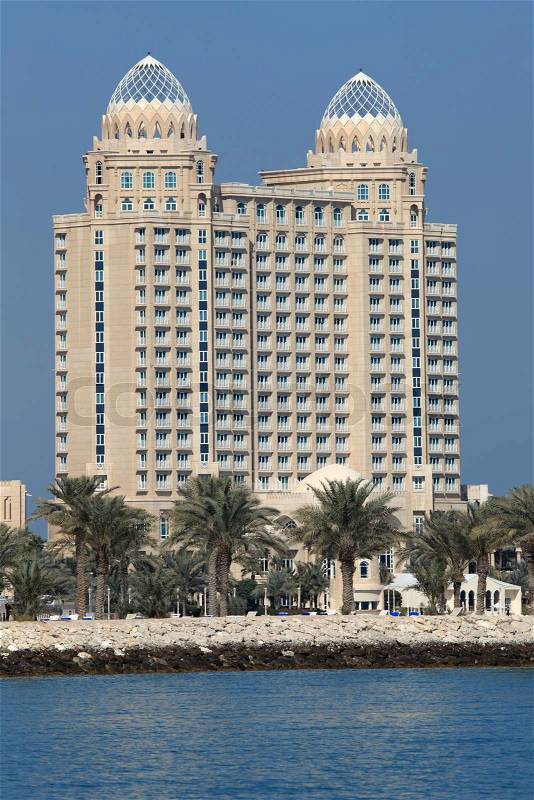 Highrise hotel building in Doha, Qatar, stock photo