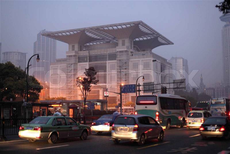 Shanghai Urban Planning Exhibition Hall in the morning, Shanghai China Photo taken at 20th of November 2010, stock photo