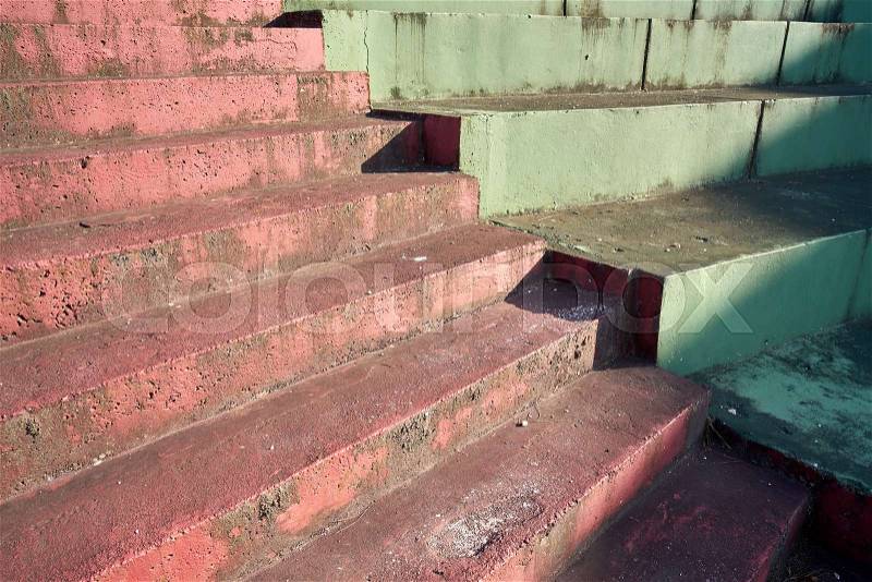 Stair steps with a coating of paint in Porec in Croatia, stock photo