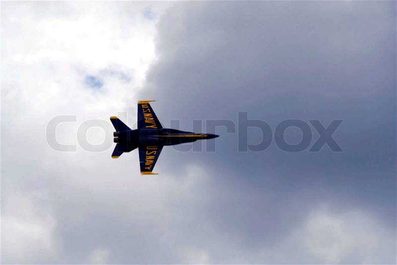 Blue Angels Fly in Tight Formation, stock photo