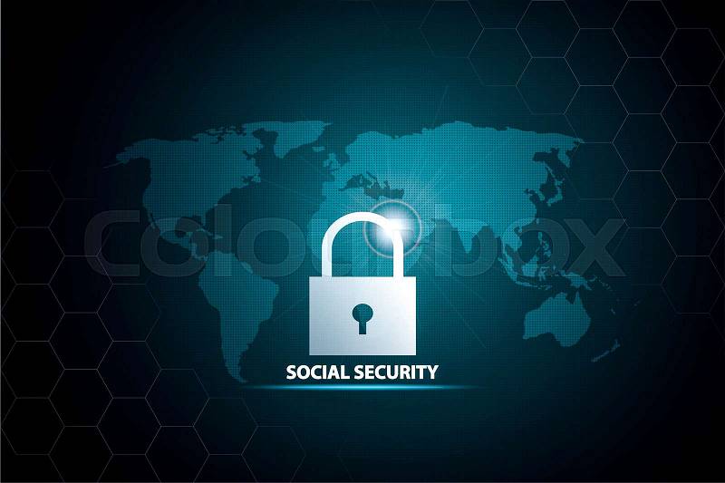 Social security cyber security information or network protection. Future cyber technology web services for business and internet project, stock photo