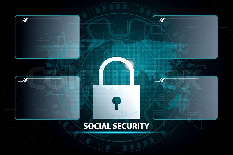 Social security information or network protection. Future cyber technology web services for business and internet project, stock photo