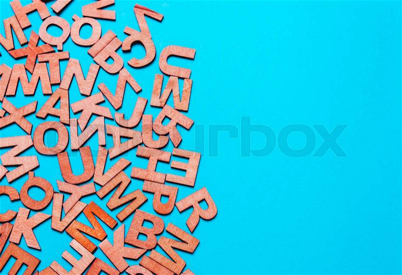 Background from wooden letters. Concept of education, ideas, logical thinking, creativity, school, stock photo