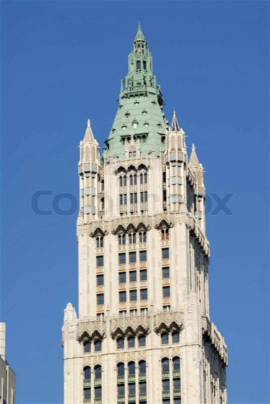 Top of the Woolworth Building in Art Deco Style in New York City, stock photo