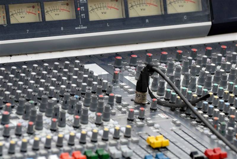 Music mixing board, stock photo