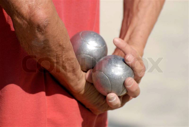 French man holding the bowls, stock photo