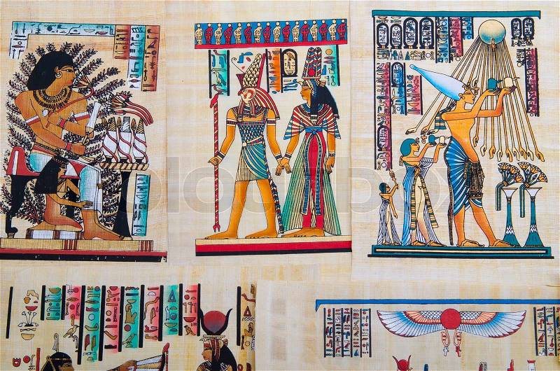 Fragment of egyptian papyrus, stock photo