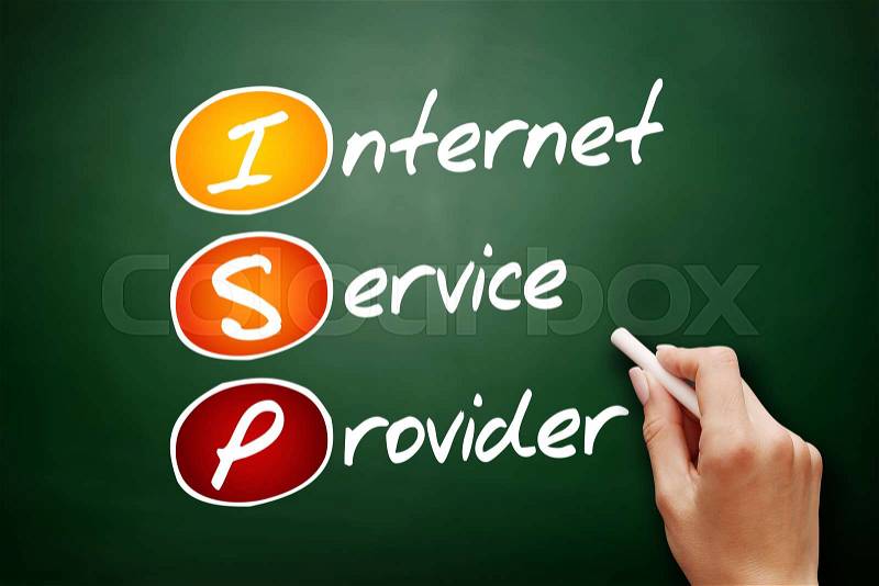 ISP - Internet Service Provider, acronym technology concept on blackboard, stock photo