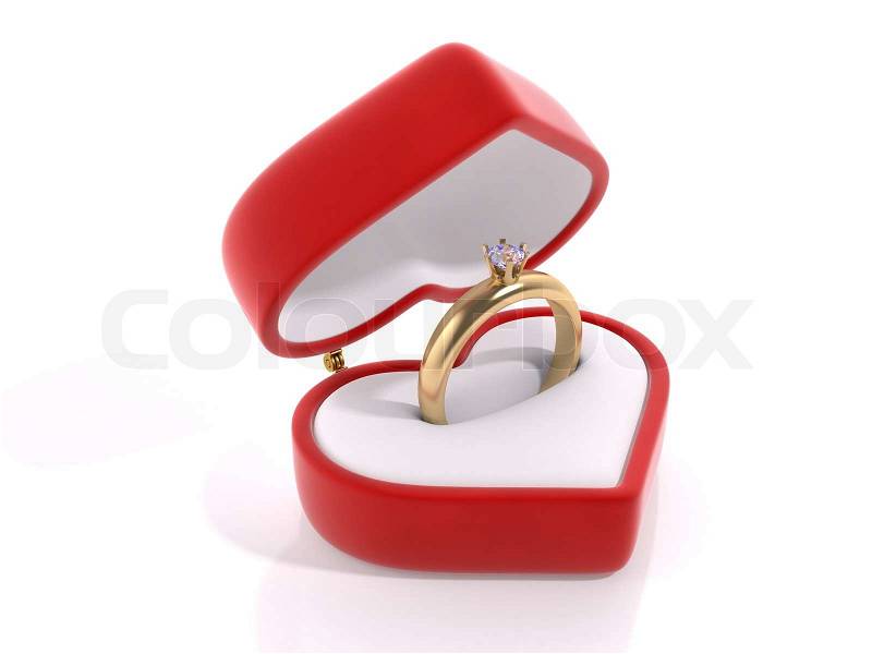Diamond ring in the heart box love, valentine day series 3d ...