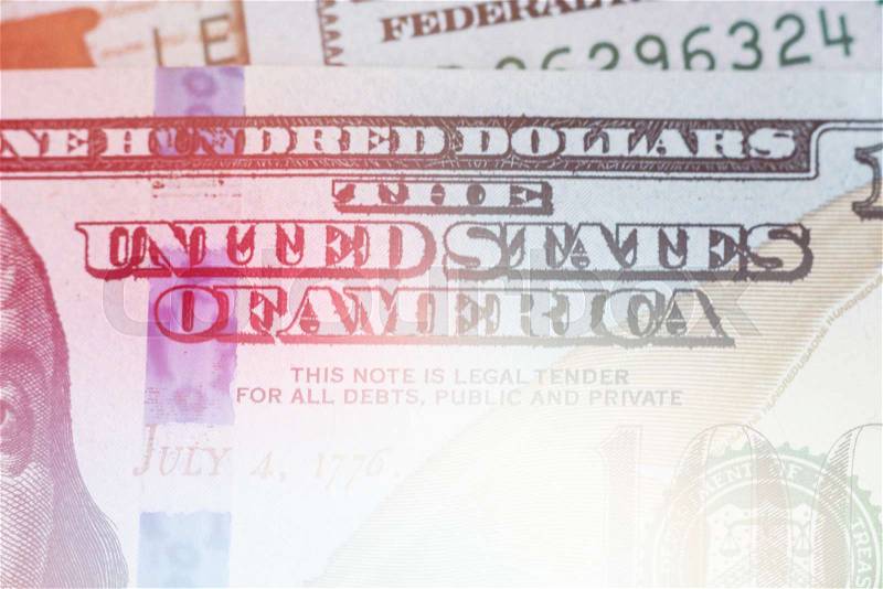 Light toning Macro close up of Ben Franklin\'s face on the US 100 dollar bill, stock photo