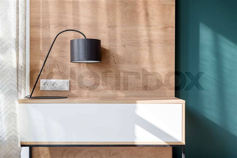 Lamp in modern minimalist loft interior empty room decoration, stock photo