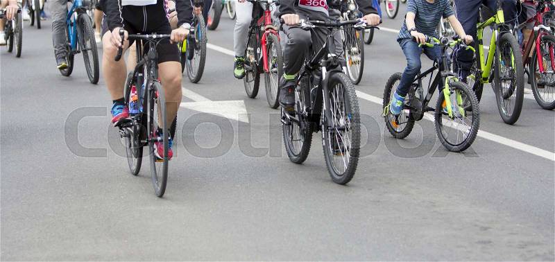 Group of cyclist during at bike street race, stock photo
