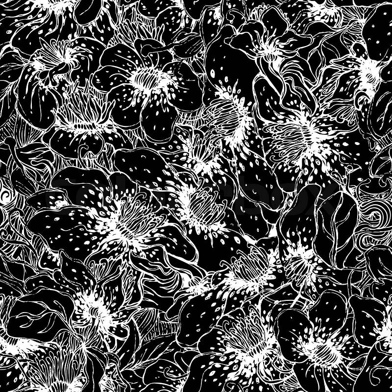 Black And White Floral Pattern, Vector Format - 59488900