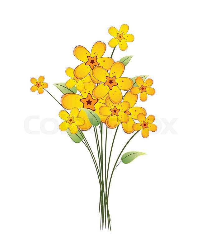 Bouquet of yellow flowers on a white background | Stock ...
