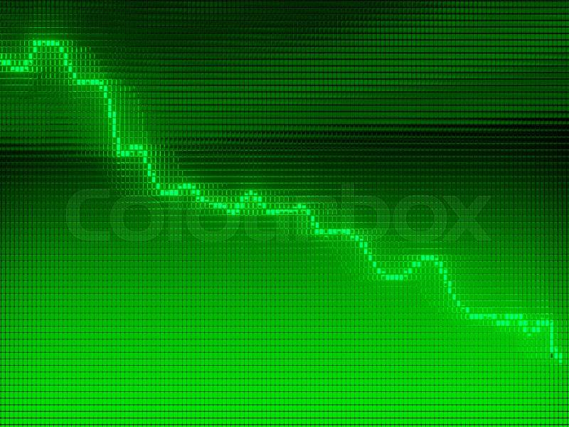 Green Graph moving down on chart as recession or financial crisis 3d render, illustration, stock photo
