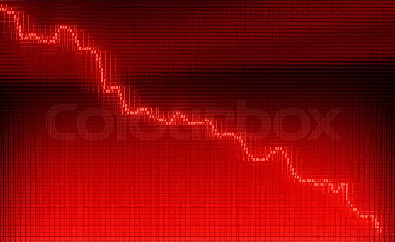 Red Graph moving down on chart as recession or financial crisis 3d render, illustration, stock photo