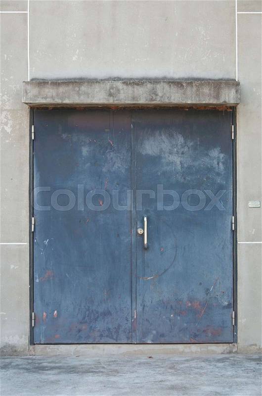 Old Steel warehouse door, stock photo
