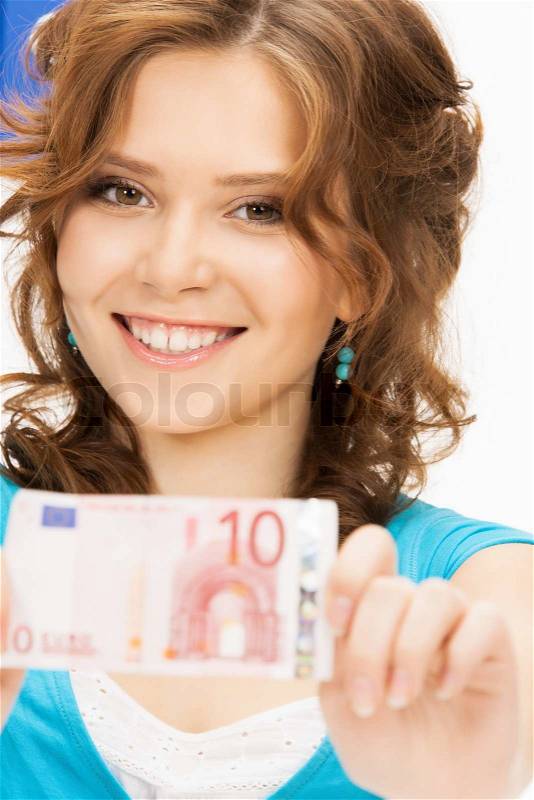 Lovely woman with euro cash money, stock photo - 3692074-lovely-woman-with-euro-cash-money