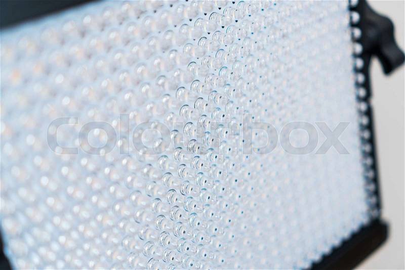 Close-up view of led lamp. Video light, stock photo